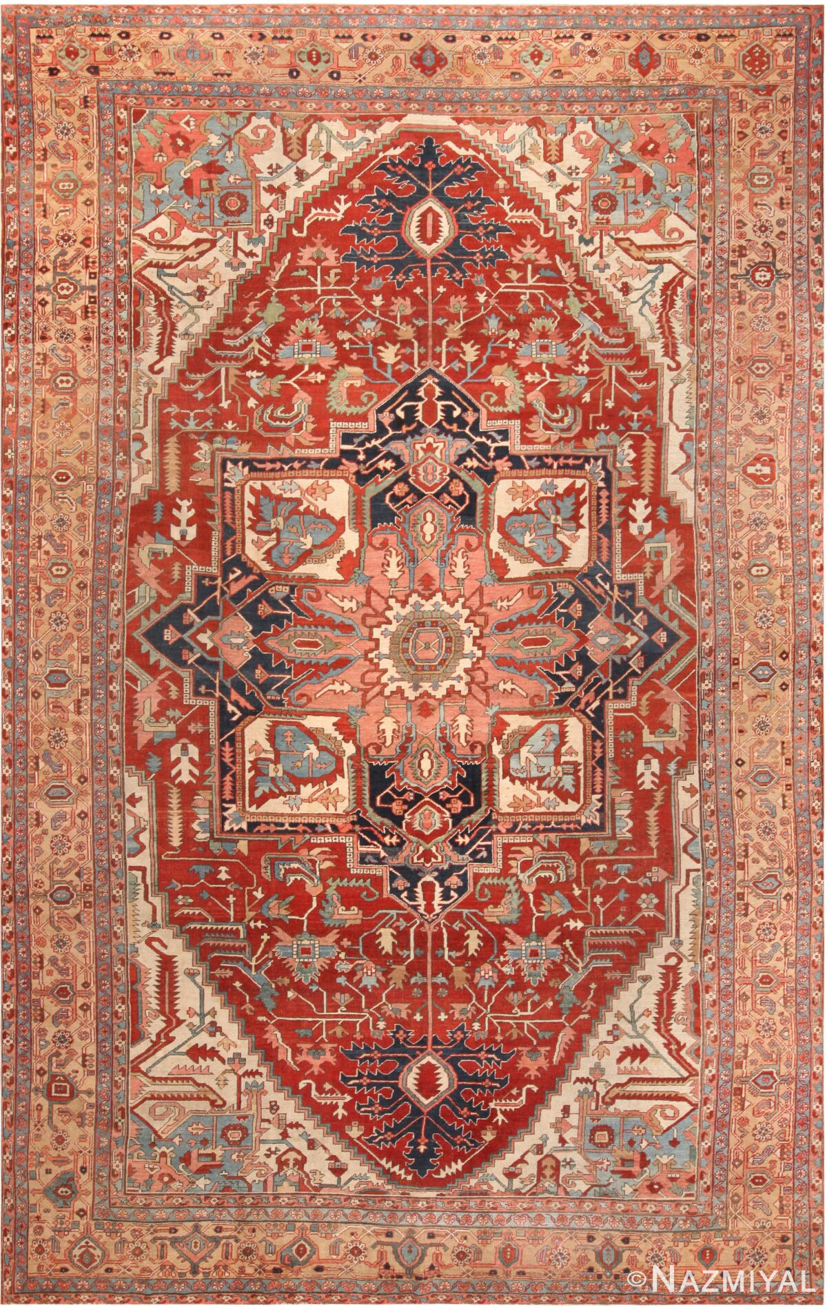 Large Antique Persian Heriz Rug 72051 by Nazmiyal Antique Rugs