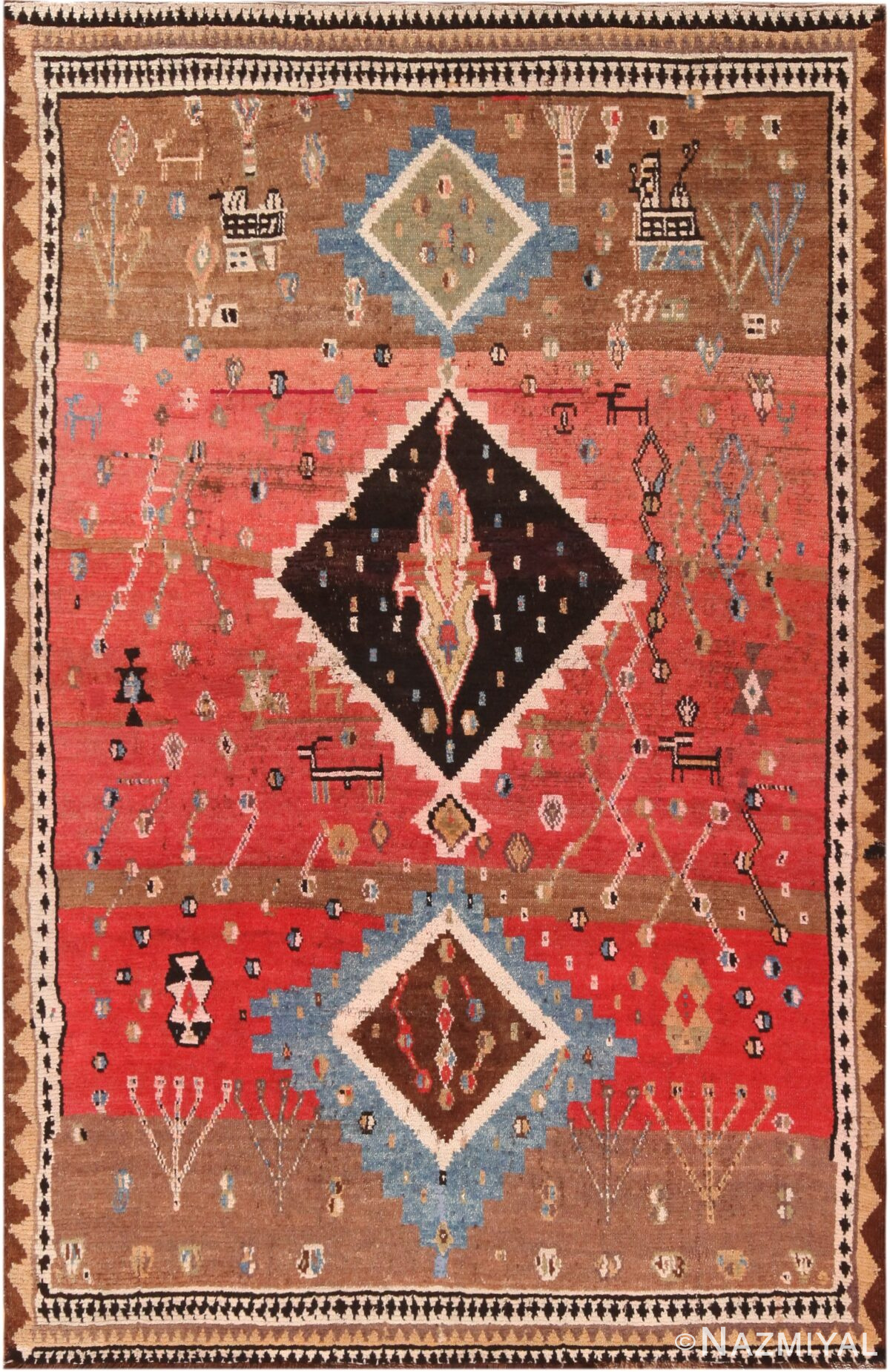Tribal Vintage Persian Gabbeh Rug 72091 by Nazmiyal Antique Rugs