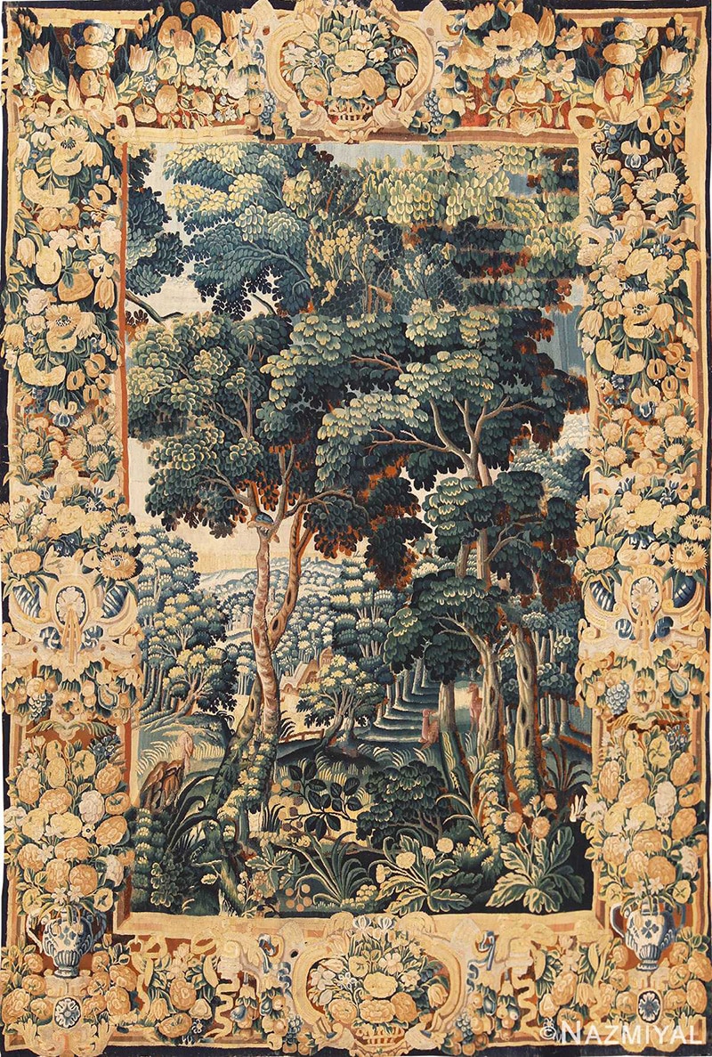 Antique French Verdure Tapestry #70241 Antique French Verdure Tapestry #70241 by Nazmiyal Antique Rugs