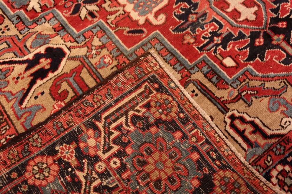 Rustic Antique Persian Heriz Rug 71795 Nazmiyal Antique Rugs