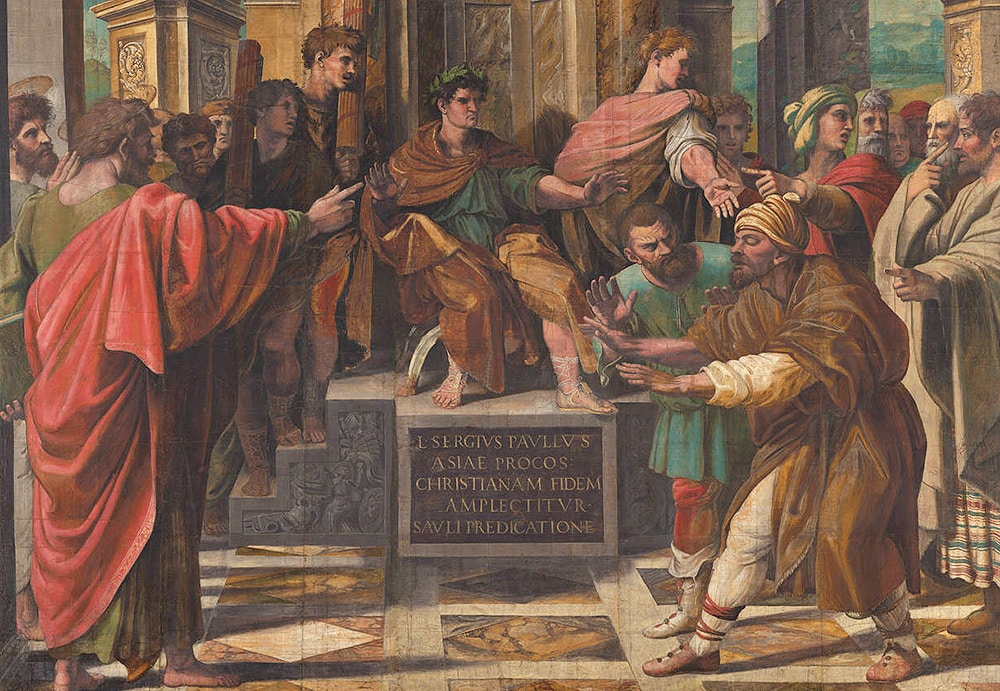 Raphael Cartoon For The Tapestry - The Conversion of The Proconsul The Blinding Of Elymas by Nazmiyal Antique Rugs