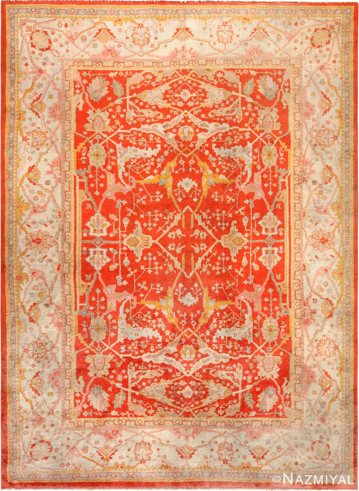 Antique Turkish Oushak Rug 71941 by Nazmiyal Antique Rugs