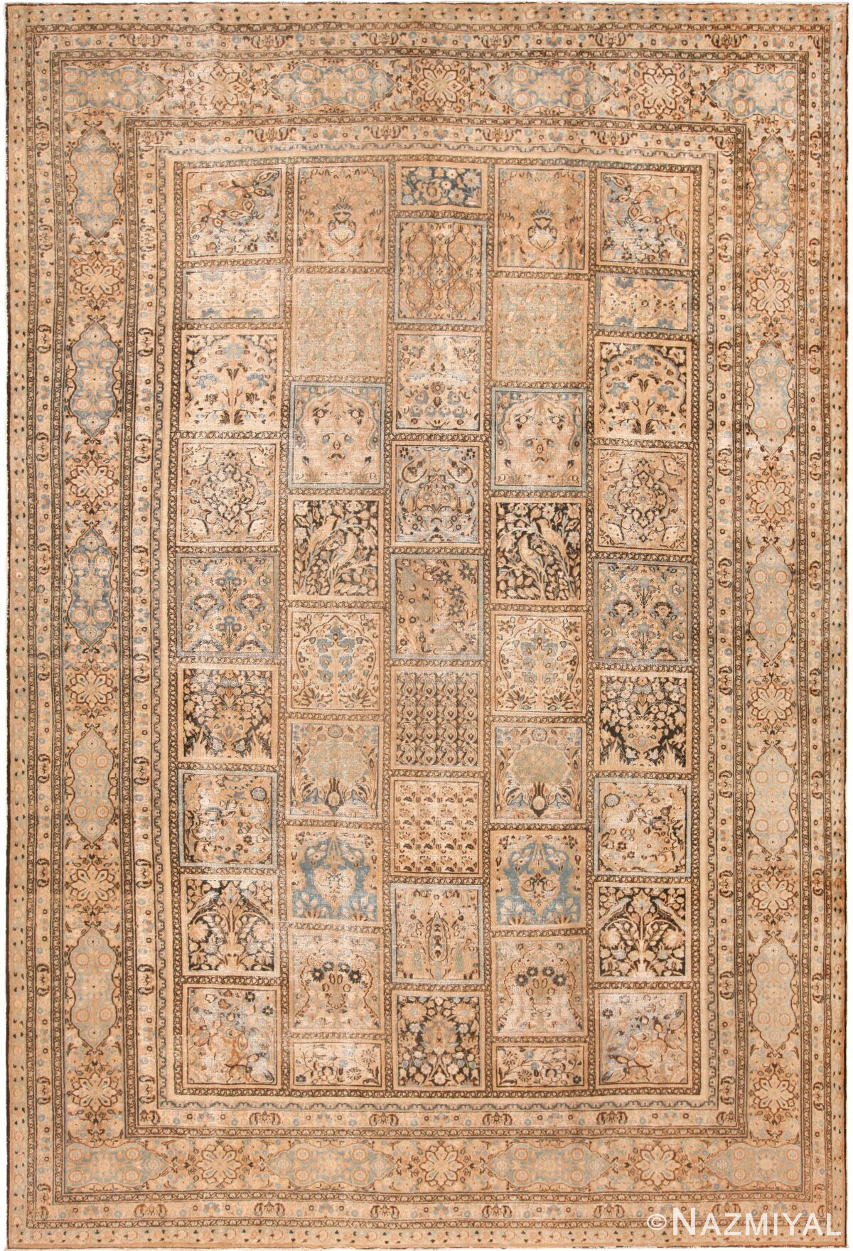 Large Garden Design Antique Persian Khorassan Rug 72163 by Nazmiyal Antique Rugs