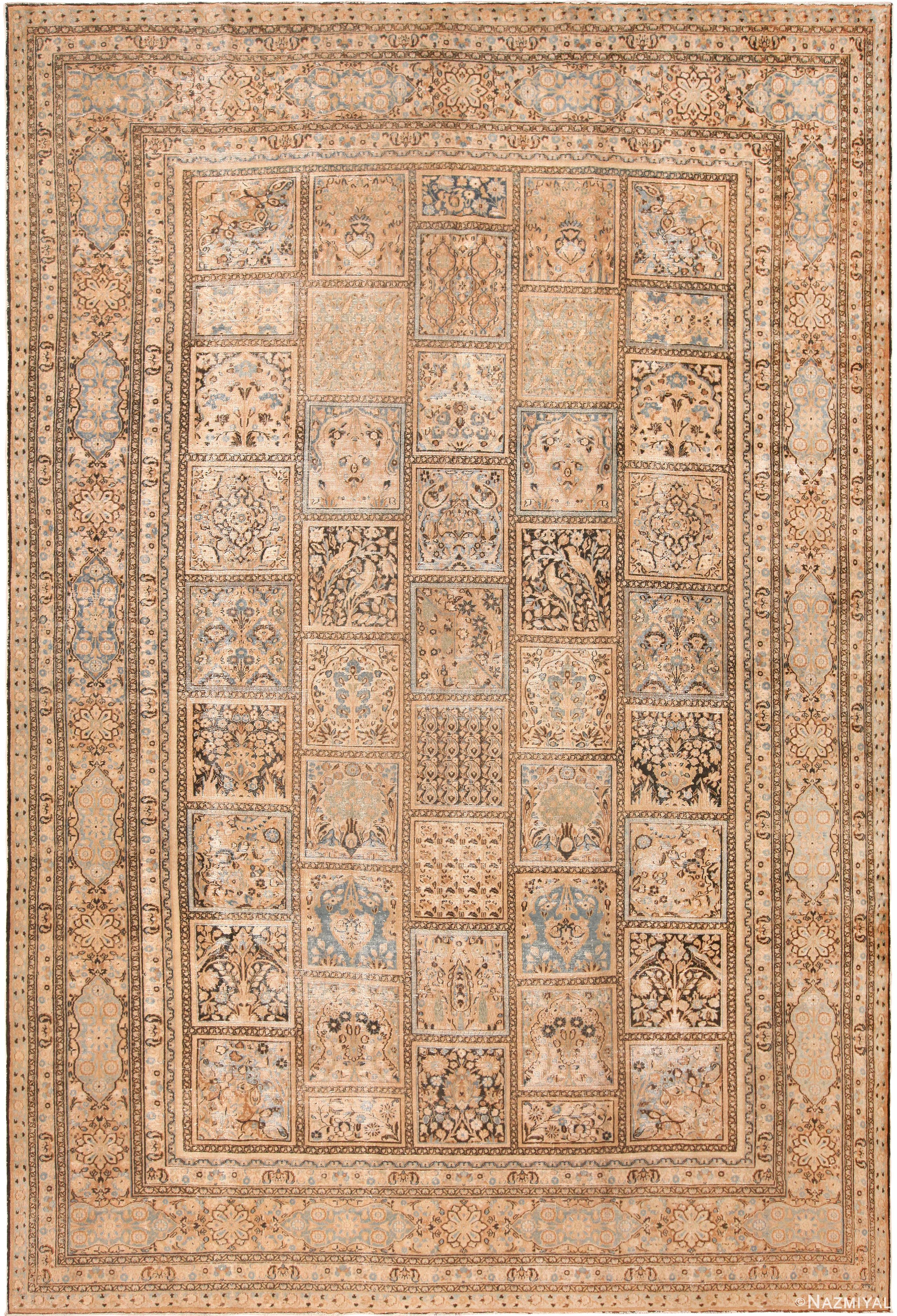 Large Garden Design Antique Persian Khorassan Rug 72163 by Nazmiyal Antique Rugs
