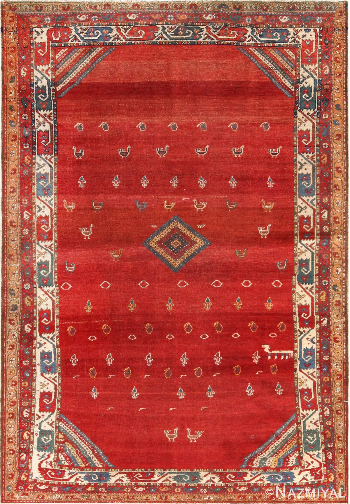 Tribal Animal Design Antique North West Persian Rug 72073 by Nazmiyal Antique Rugs