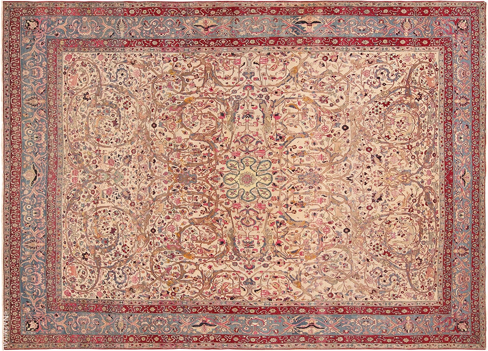 Antique Persian Tehran Refined Floral Animal Pattern Rug #71106 Antique Persian Tehran Refined Floral Animal Pattern Rug #71106 by Nazmiyal Antique Rugs