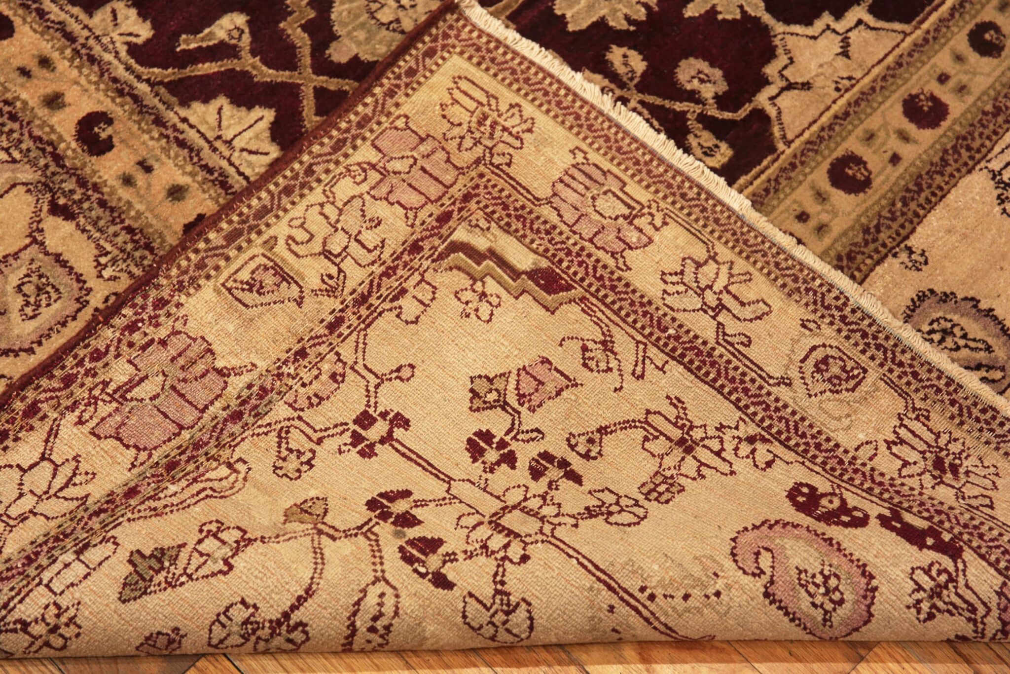 India Rug Red Large Antique Indian Agra Rug 72206 by Nazmiyal