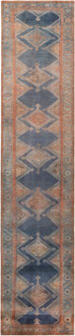Blue Background Antique Persian Malayer Runner Rug 72053 by Nazmiyal Antique Rugs