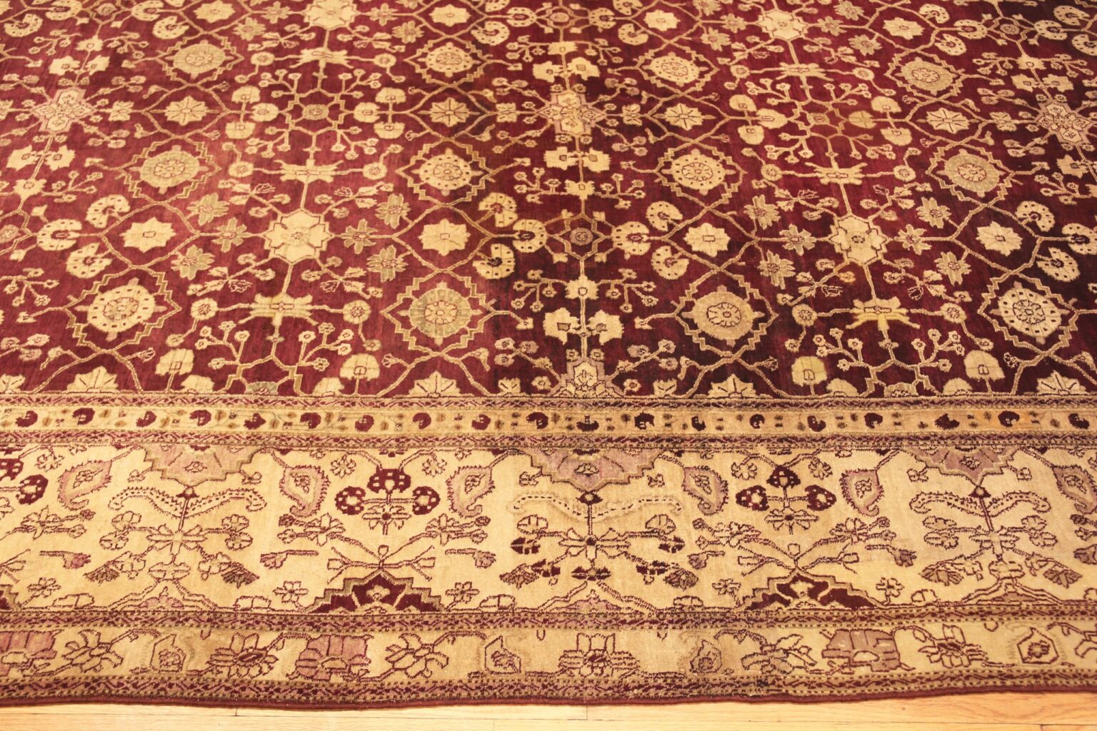 Indian Rug Design Red Large Antique Indian Agra Rug 72206 by Nazmiyal