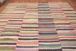 Detail Of Rainbow Colors Striped Modern Turkish Rag Rug 72218 by Nazmiyal Antique Rugs