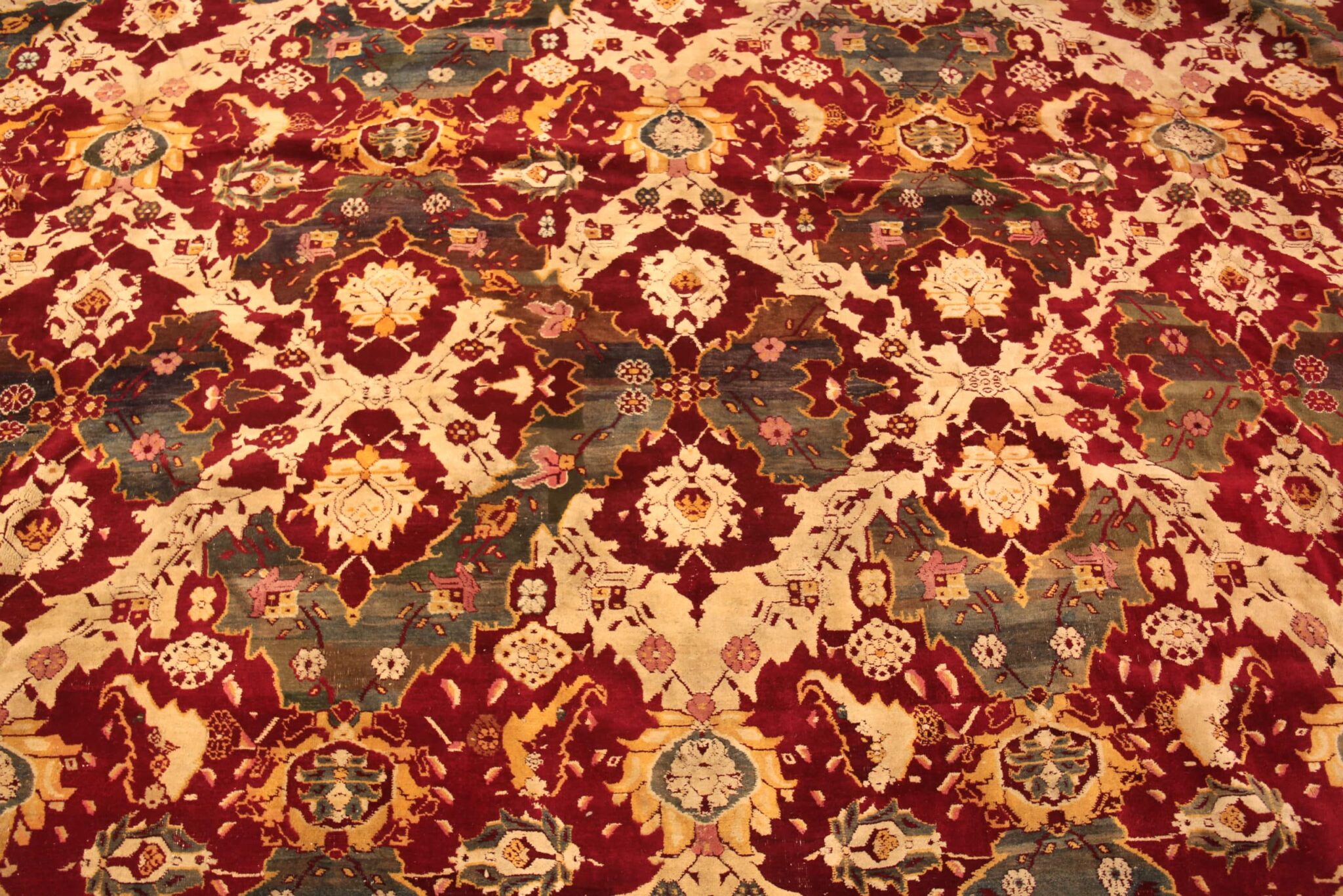 Indian Rug Design Red Oversized Antique Indian Agra Rug 72240 by Nazmiyal Rugs