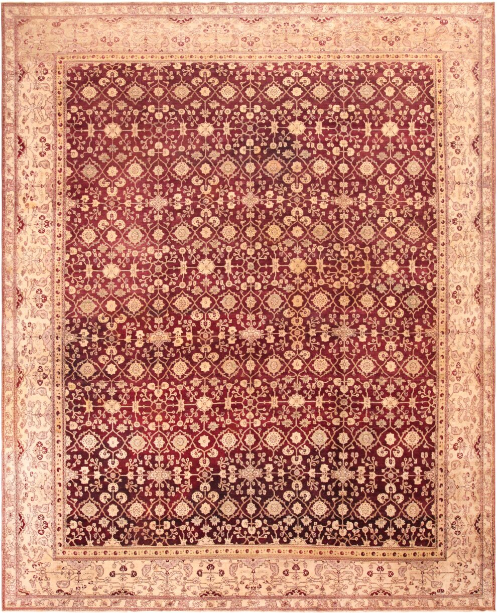 Soft Blue Antique Indian Agra Area Carpet 47369 Nazmiyal Rugs
