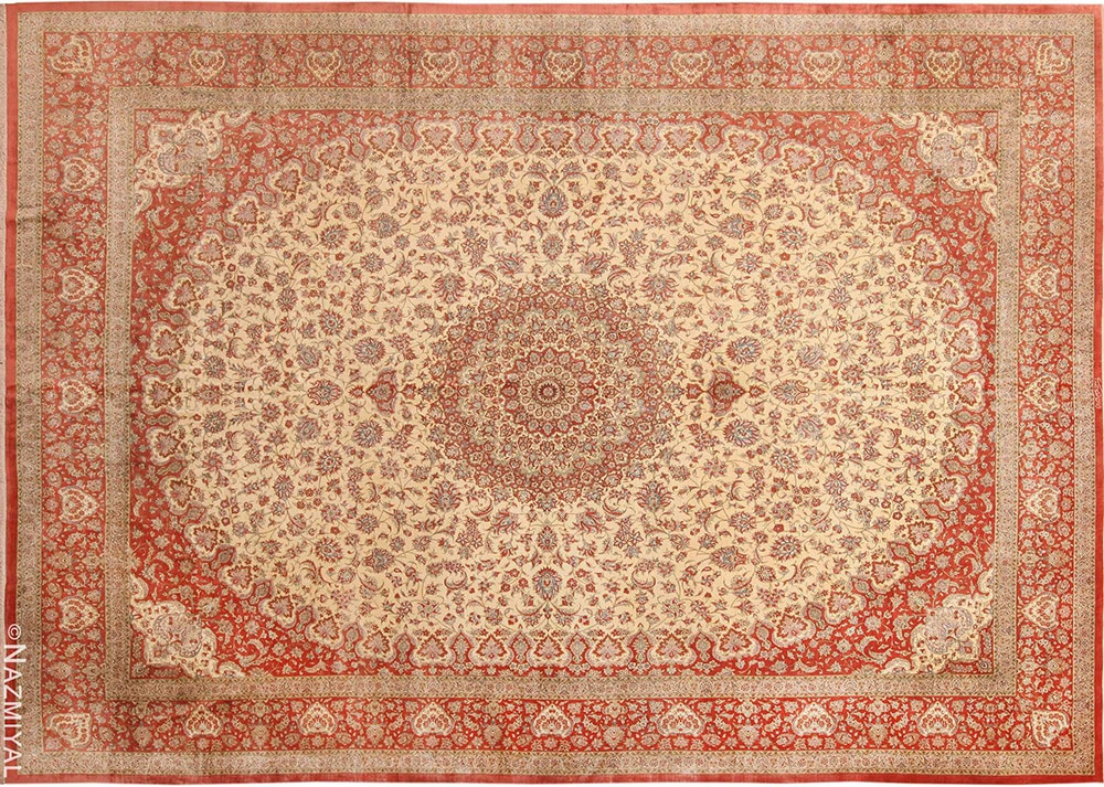 Vintage Persian Silk Qum Rug Vintage Persian Silk Qum Rug #70245 by Nazmiyal Antique Rugs