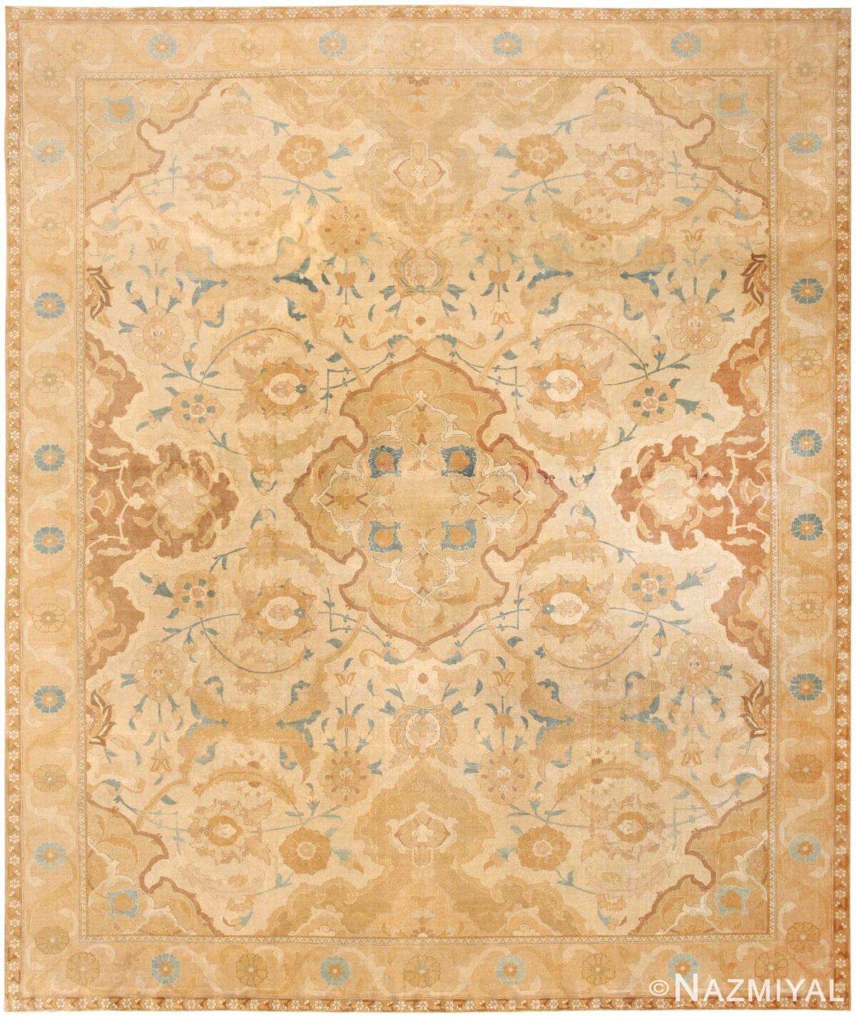 Antique Persian Polonaise Design Tabriz Rug 72243 by Nazmiyal Antique Rugs