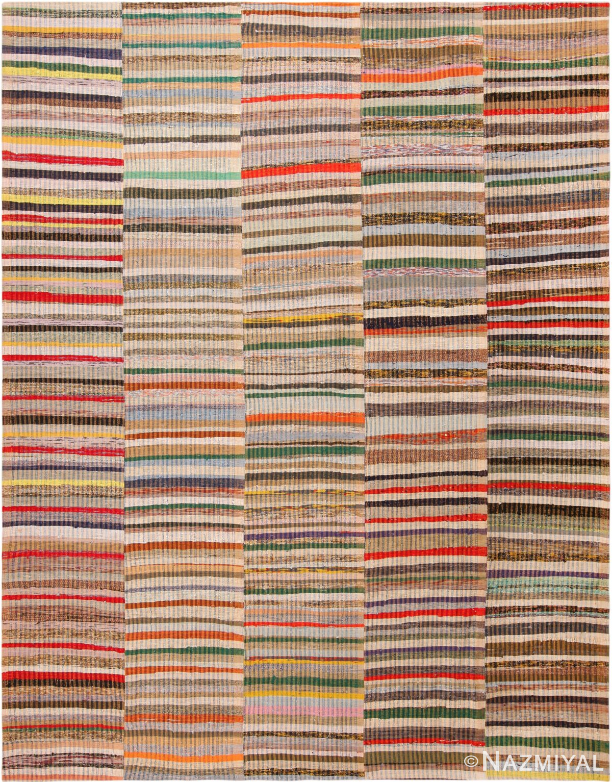 Colorful Modern Turkish Rag Rug 72209 by Nazmiyal Antique Rugs