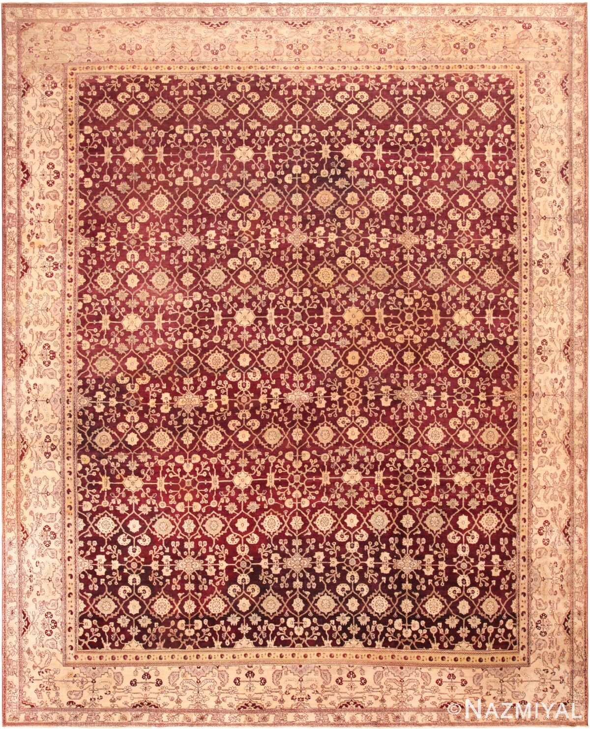 Large Antique Indian Agra Rug 72206 by Nazmiyal Antique Rugs