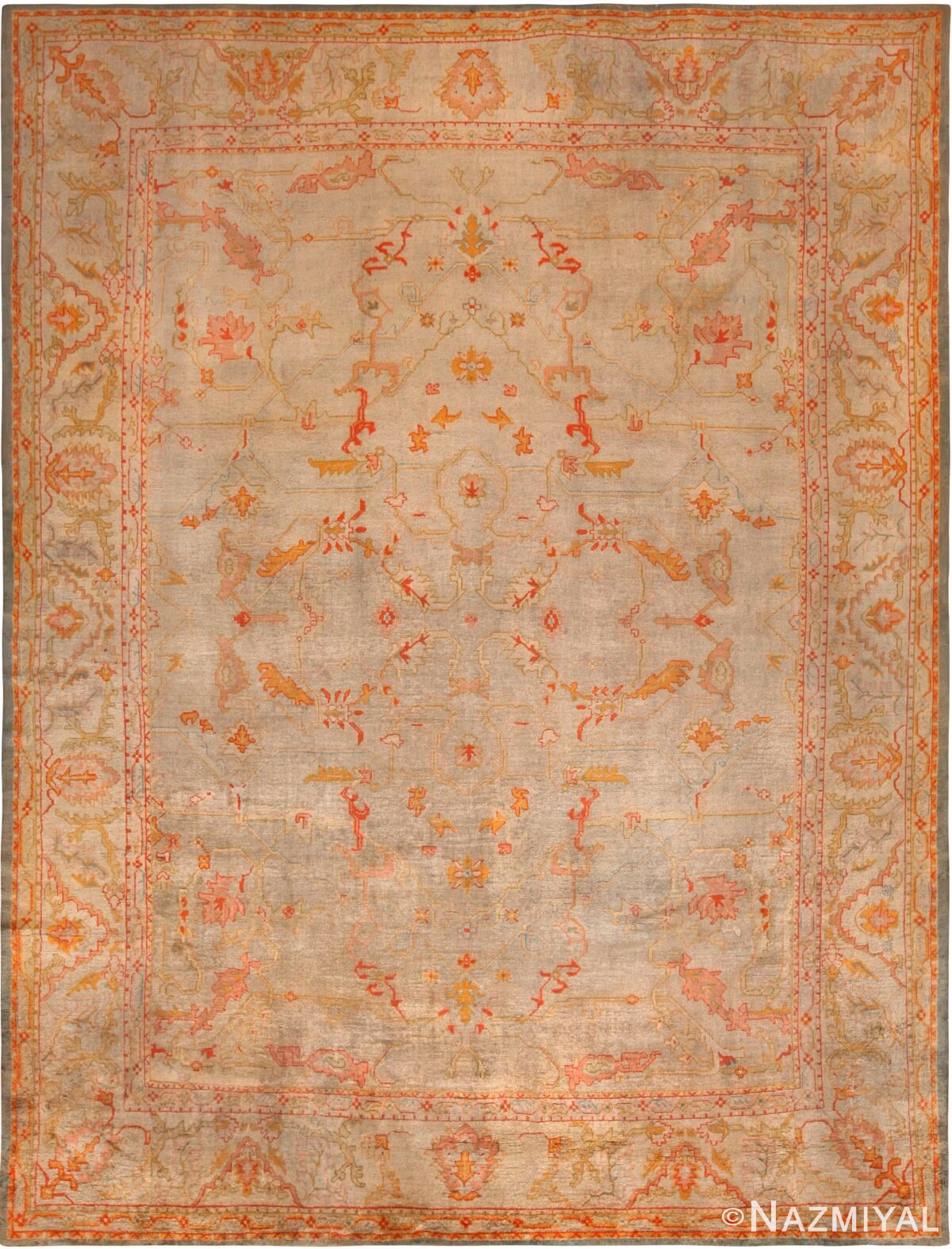 Large Antique Turkish Oushak Rug 71940 by Nazmiyal Antique Rugs