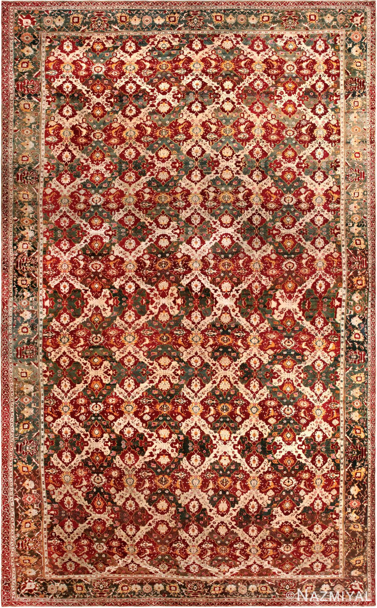 Oversized Antique Indian Agra Rug 72240 by Nazmiyal Antique Rugs