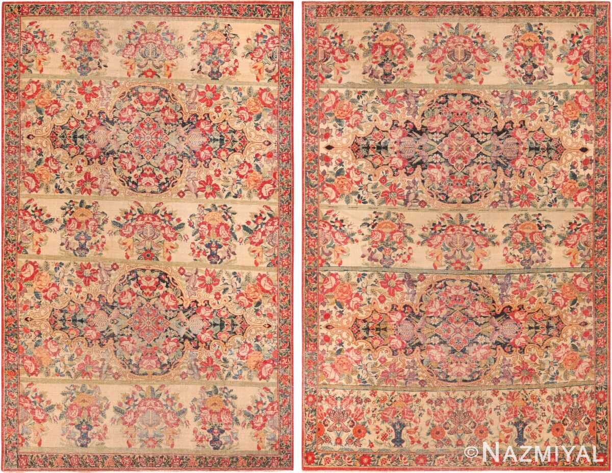 Pair Of Vase Design Antique Persian Kerman Rugs 72185/72191 by Nazmiyal Antique Rugs