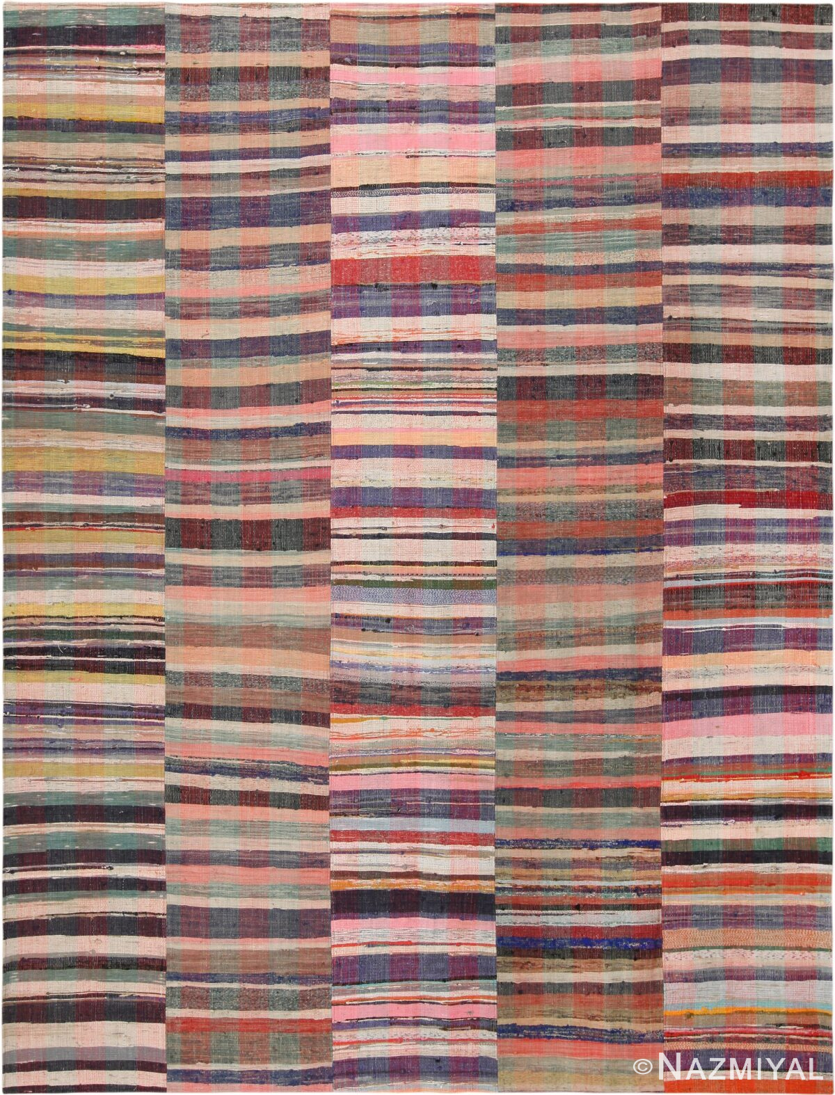 Purple Tones Modern Turkish Rag Rug 72213 by Nazmiyal Antique Rugs