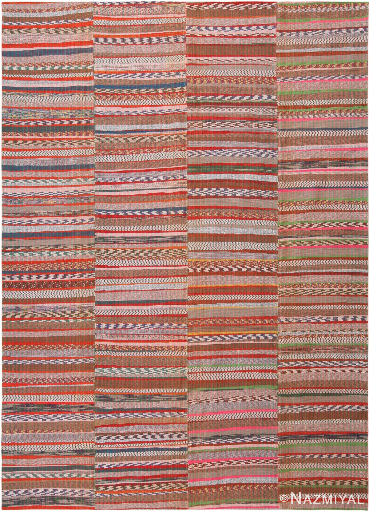 Stripe Design Modern Turkish Rag Rug 72211 by Nazmiyal Antique Rugs
