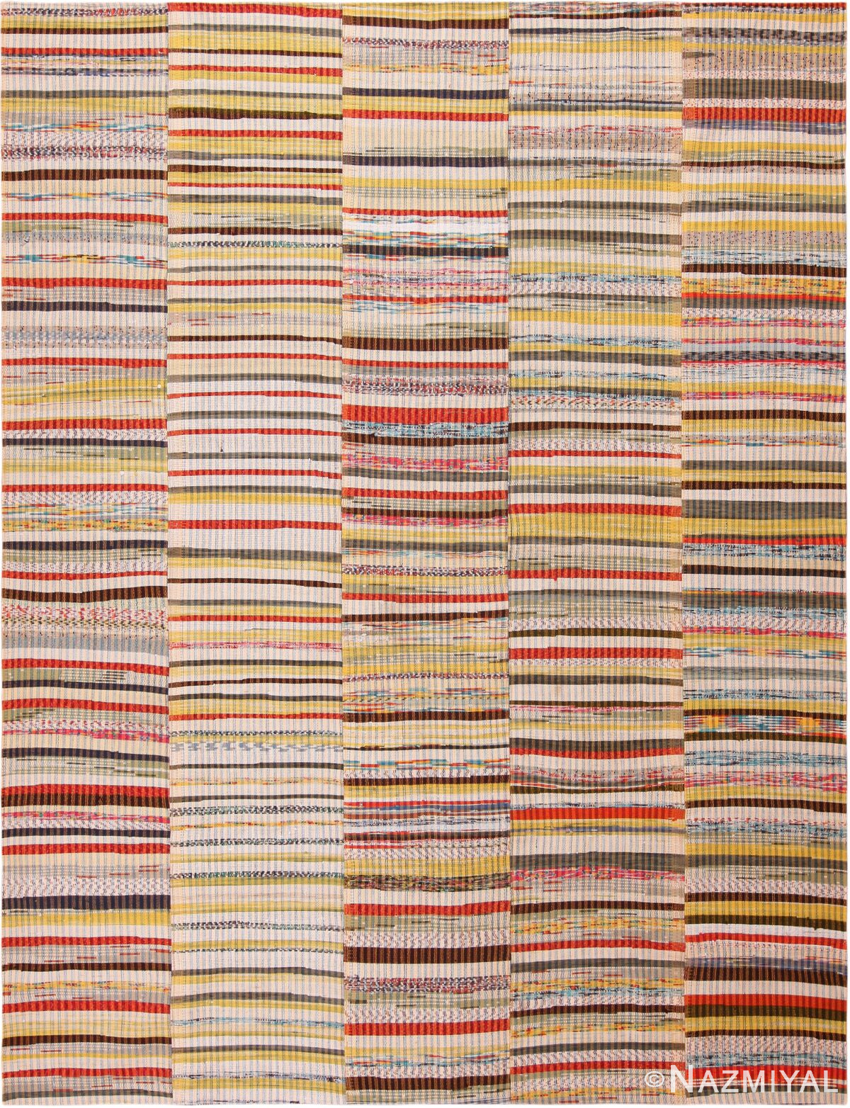 Warm Colors Modern Turkish Rag Rug 72210 by Nazmiyal Antique Rugs