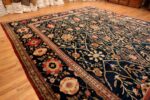 Side Of Oversized Navy Blue Antique Indian Agra Rug 71249 by Nazmiyal Antique Rugs