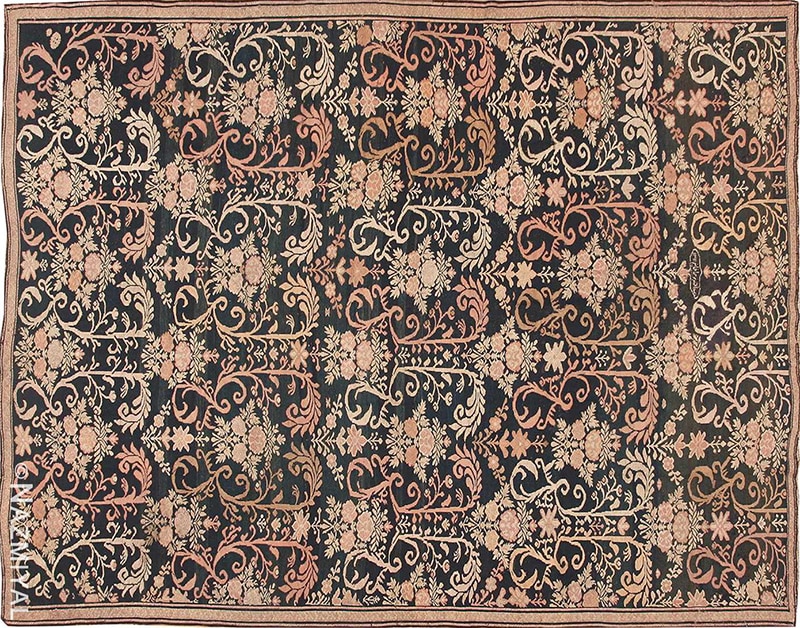 Antique Caucasian Karabagh Soumak Black Color Background Rug #42622 by Nazmiyal Antique Rugs