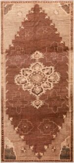 Oriental Design Brown Vintage Turkish Kars Rug 72302 By Nazmiyal Antique Rugs