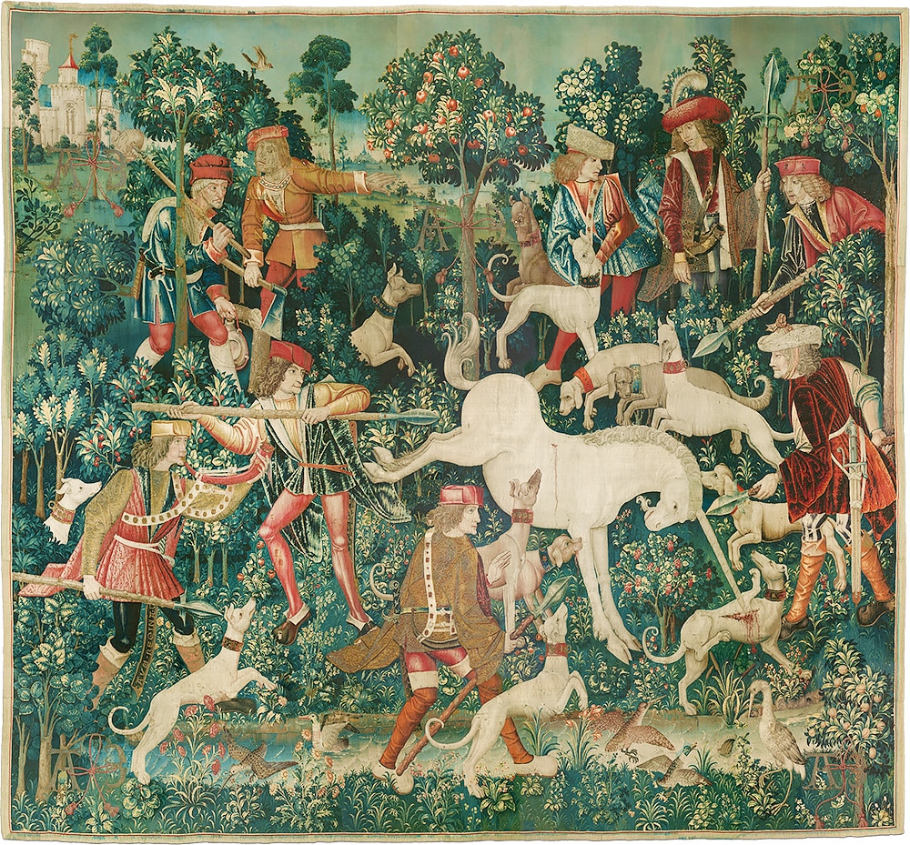 The Unicorn Defends Itself The Unicorn Defends Itself Tapestry by Nazmiyal Antique Rugs