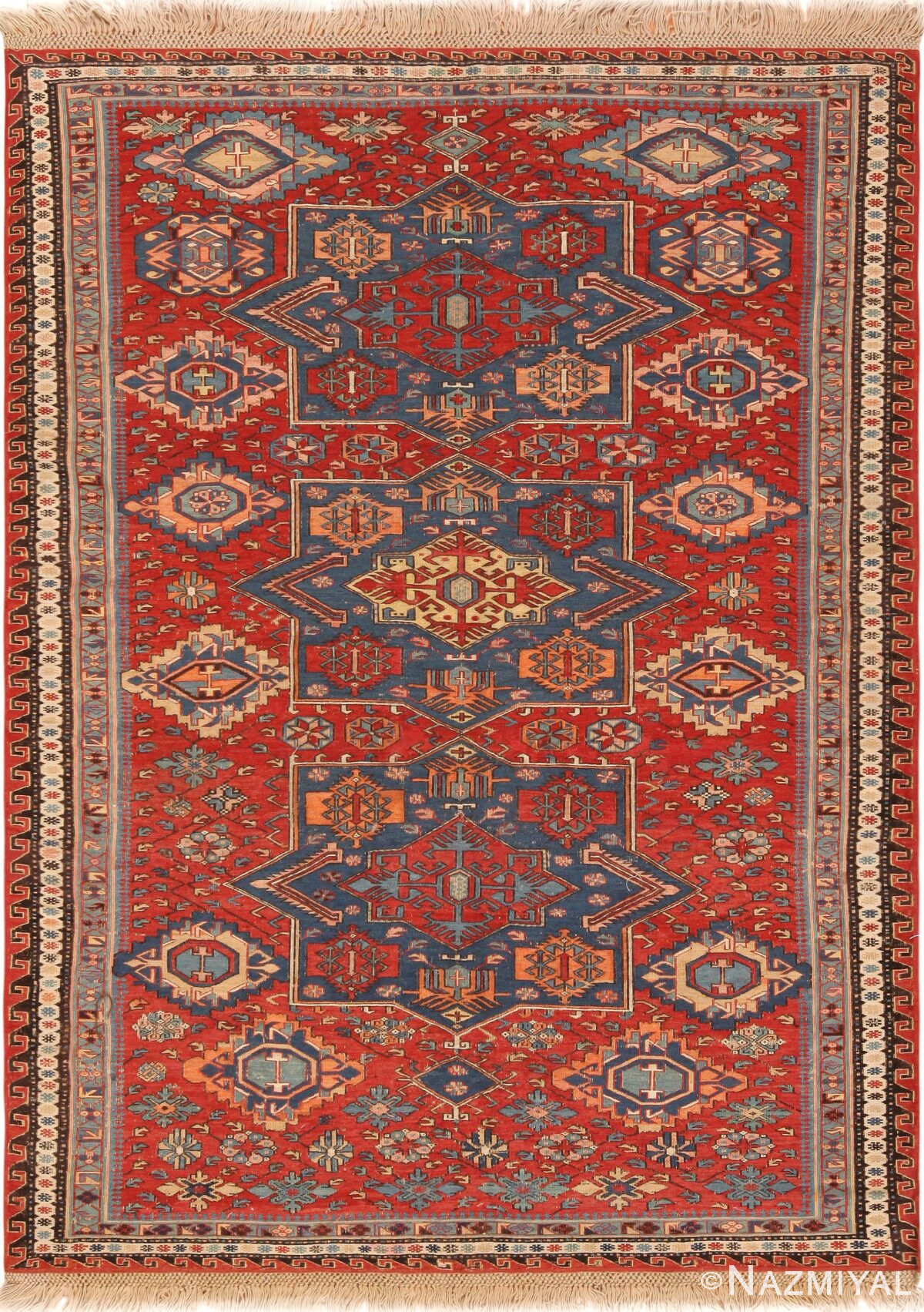 Antique Caucasian Soumak Rug 72101 by Nazmiyal Antique Rugs