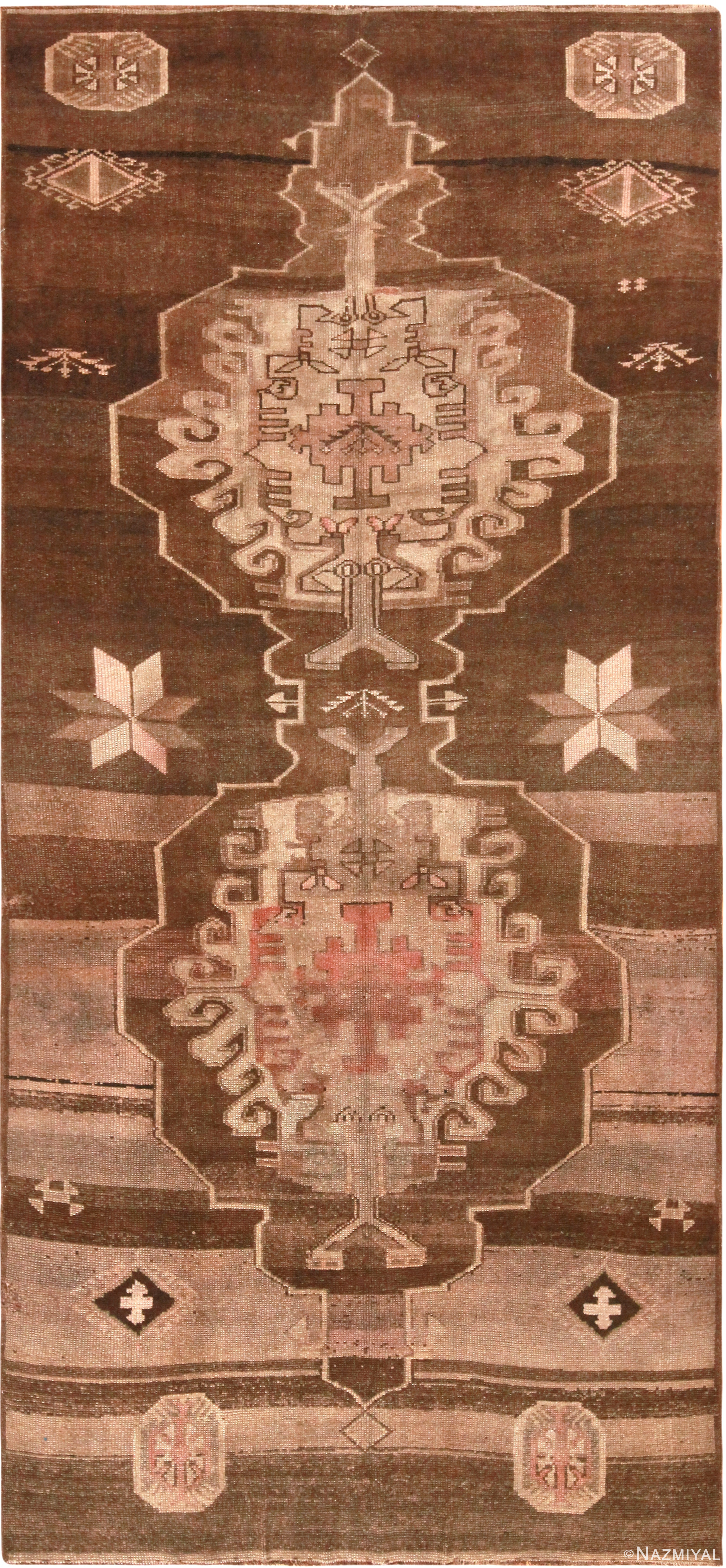 Oriental Geometric Vintage Turkish Kars Gallery Size Rug 72303 by Nazmiyal Antique Rugs