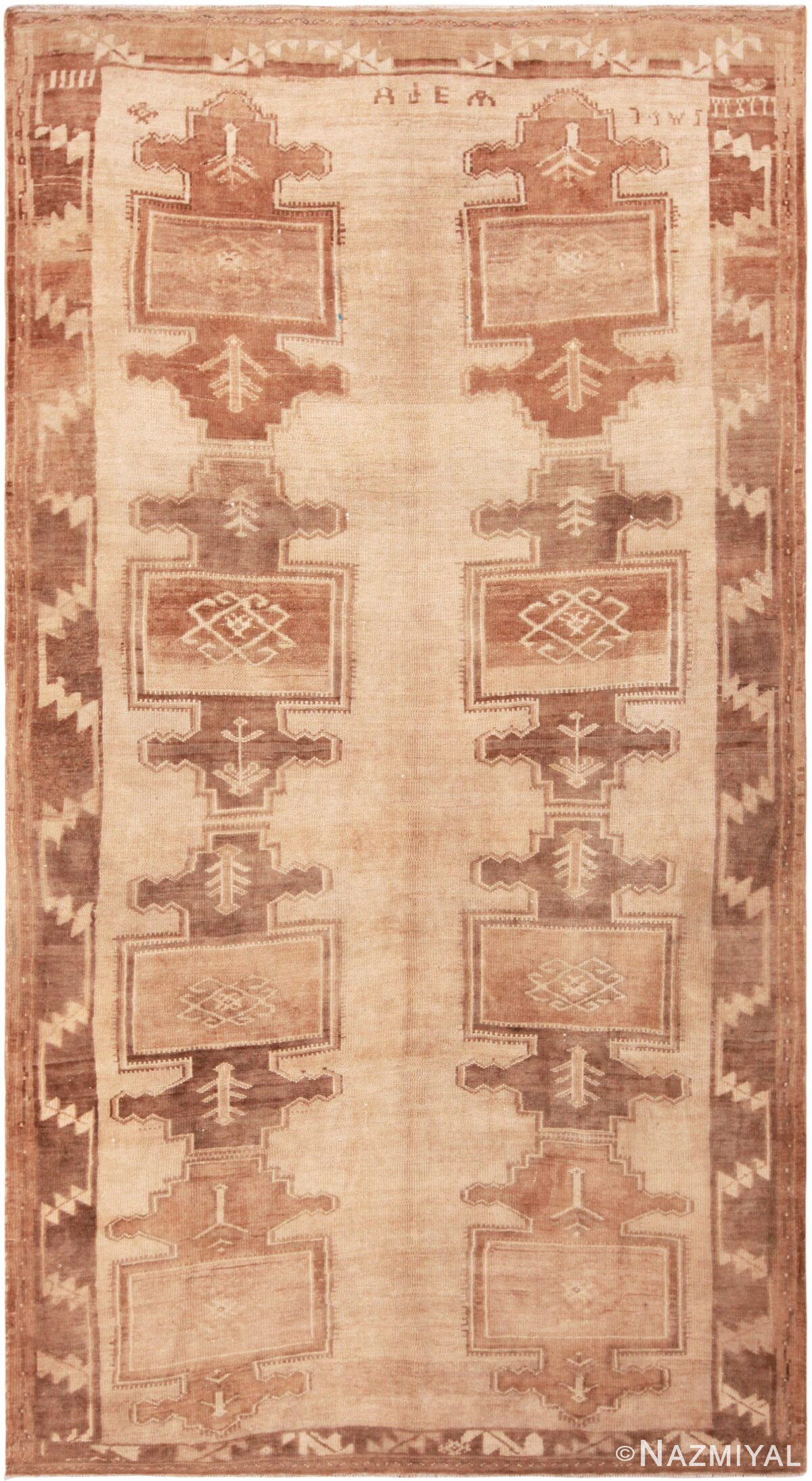 Room Size Earthy Tones Geometric Vintage Kars Rug From Turkey 72294 by Nazmiyal Antique Rugs