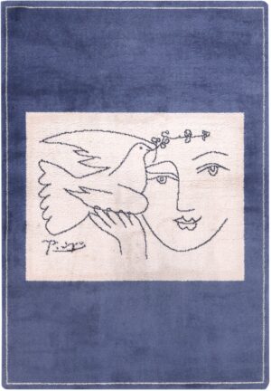 Blue Vintage Peace And Joy Rug By Picasso 72326 by Nazmiyal Antique Rugs