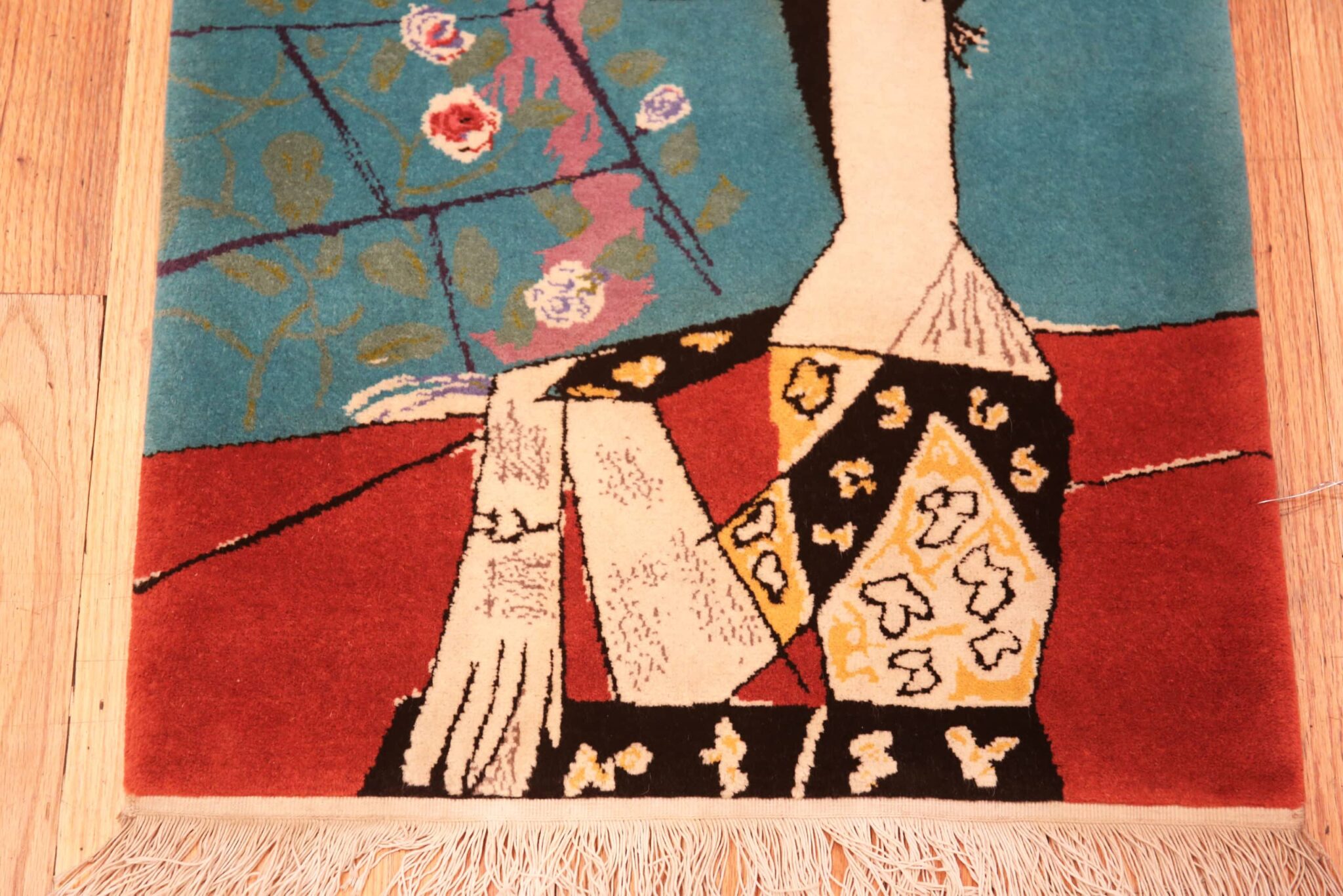 Vintage Scandinavian Jacqueline With Flowers Picasso Rug 72314