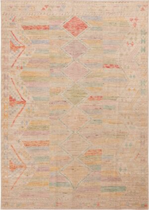 Colorful Modern Minimalist Area Rug 72262 by Nazmiyal Antique Rugs