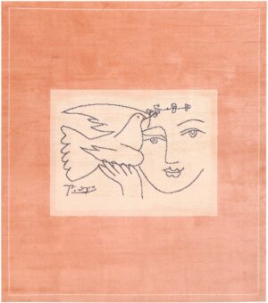 Coral Vintage Peace And Joy Rug By Picasso 72325 by Nazmiyal Antique Rugs