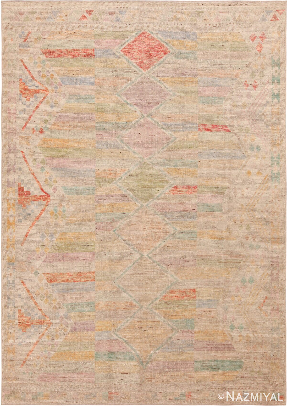 Colorful Modern Minimalist Area Rug 72262 by Nazmiyal Antique Rugs