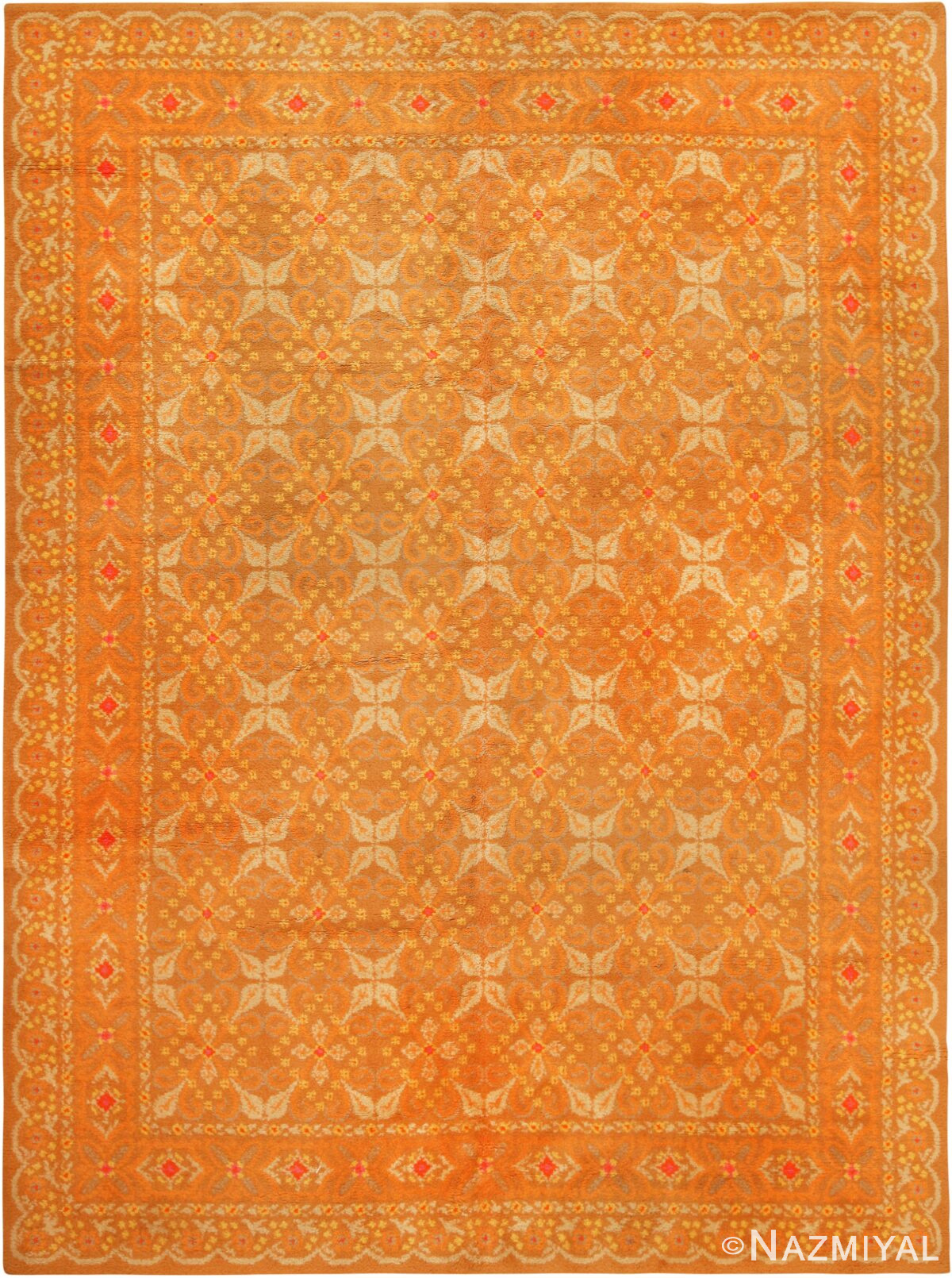 Geometric Antique Spanish Rust Color Area Rug 71247 by Nazmiyal Antique Rugs
