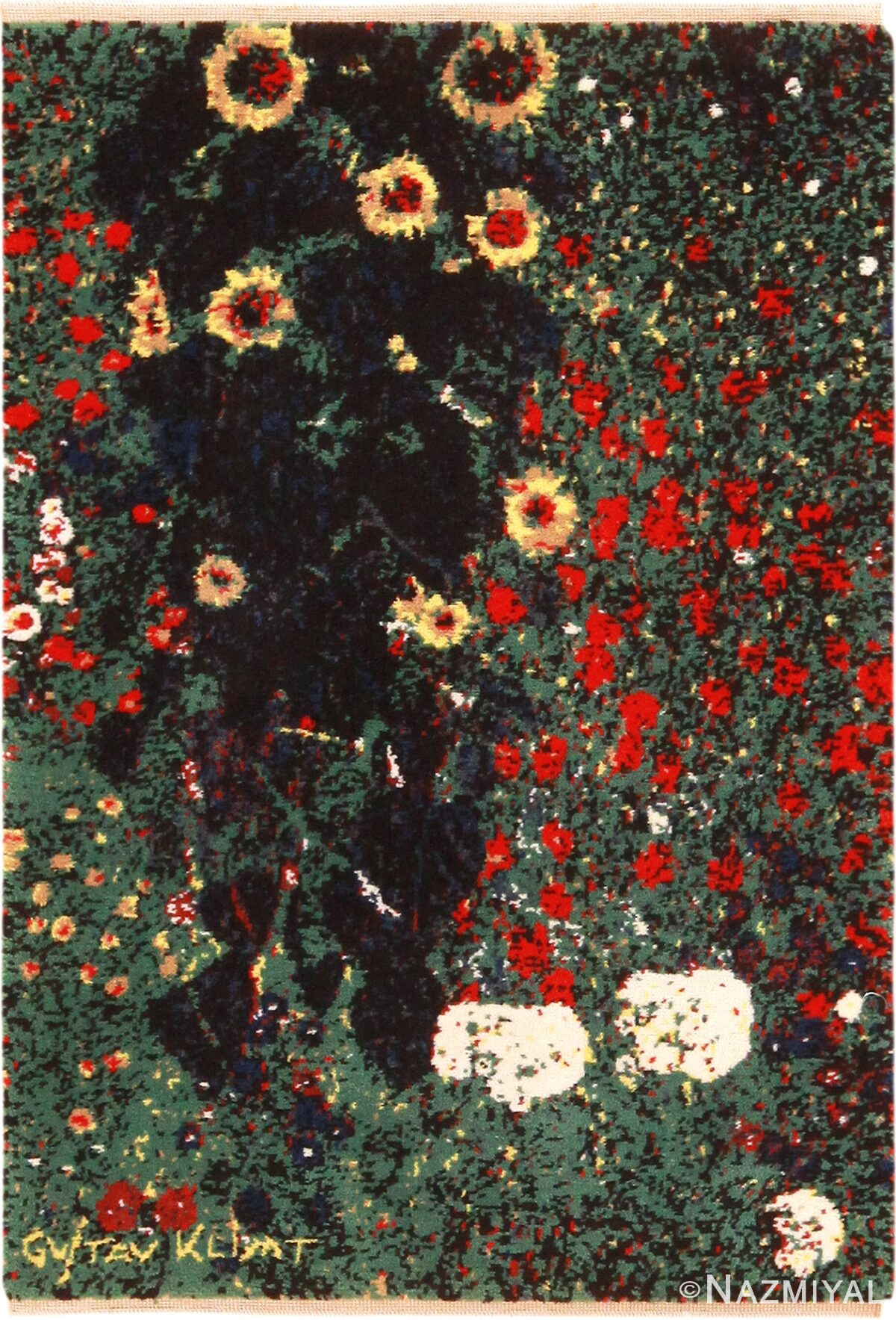 Vintage Scandinavian Gustav Klimt Floral Rug 72313 by Nazmiyal Antique Rugs