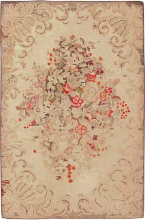 Floral Antique American Hooked Rug 72414 by Nazmiyal Antique Rugs