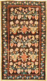 Antique Brown Floral Flat Woven Bessarabian Kilim Rug 72405 by Nazmiyal Antique Rugs