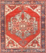 Geometric Antique Serapi Persian Area Rug 72254 by Nazmiyal Antique Rugs
