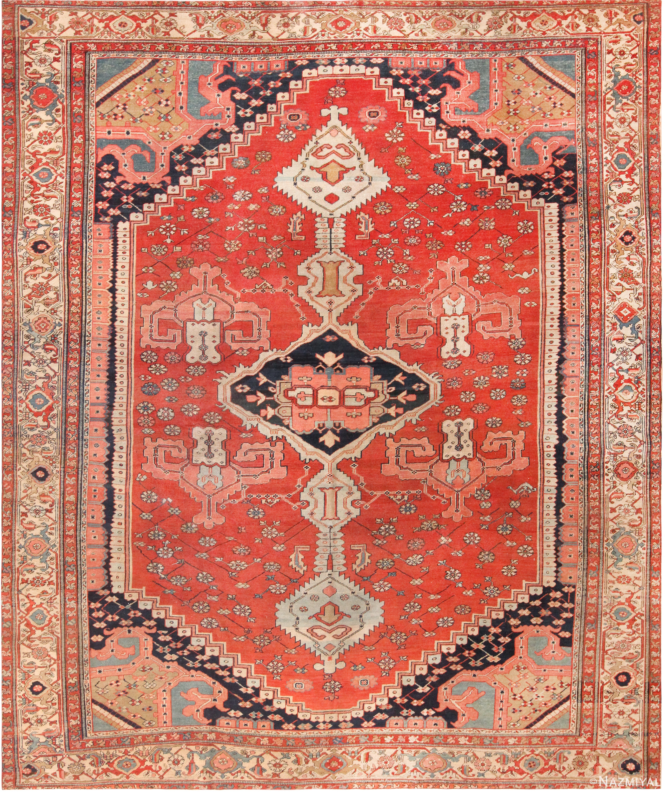 Antique Persian Serapi Area Rug 71440 by Nazmiyal Antique Rugs