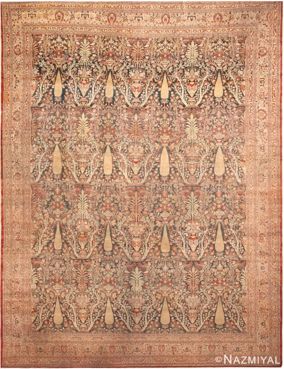 Fine Large Cypress Tree Vase Design Antique Persian Tabriz Rug 72427 by Nazmiyal Antique Rugs