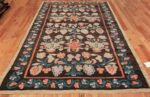 Whole View Of Antique Brown Floral Flat Woven Bessarabian Kilim Rug 72405 by Nazmiyal Antique Rugs