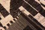 Back Of Abstract Design Black And Ivory Modern Area Rug 11565 by Nazmiyal Collection