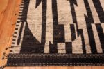 Corner Of Abstract Design Black And Ivory Modern Area Rug 11565 by Nazmiyal Collection