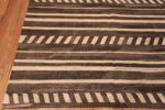 Corner Of Modern Primitive Brown And Cream Flat Woven Kilim 11434 by Nazmiyal Antique Rugs