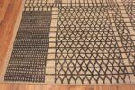 Corner Of Tribal Motifs Geometric Modern Brown And Cream Rug 11462 by Nazmiyal Antique Rugs